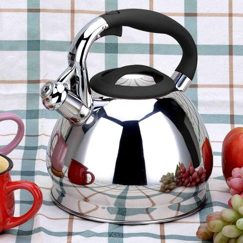  lolly U Whistling Tea Kettle 3L Stainless Steel Teapot with Antiscalding Handle Food Grade Rustproof Tea Kettles for Stovetop Gas Stove Induction Cookers Electric Ceramic Stoves Wo