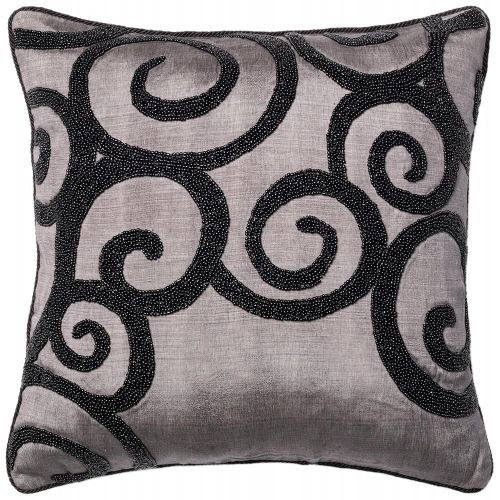  Loloi Accent Pillow PSETP0010GYBLPIL1 Rayon Silk Cover with Polyester Fill 18 x 18 GreyBlack
