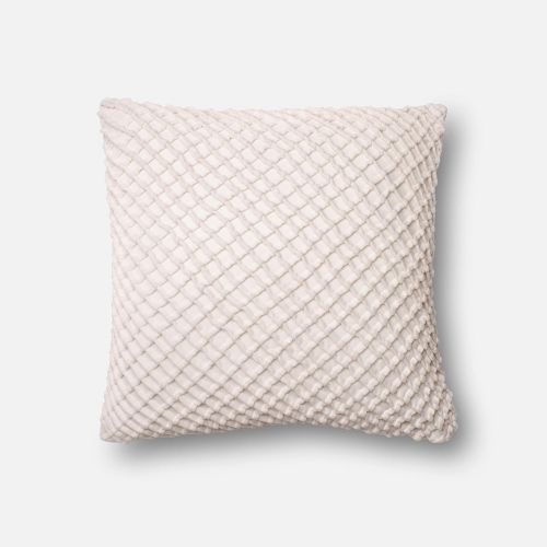  Loloi DSET DSETP0125WH00PIL3 100% Cotton Velvet Cover with Down Fill Decorative Accent Pillow, 22 x 22, White