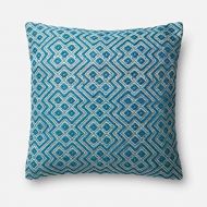 Loloi PSETP0499TEWHPIL3 TealWhite Decorative Accent Pillow, 22 x 22 Cover