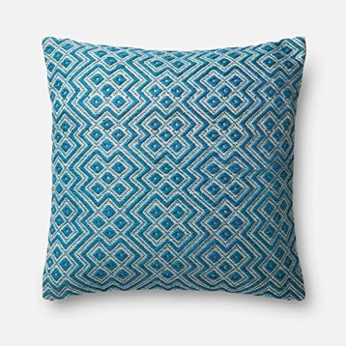  Loloi PSETP0499TEWHPIL3 TealWhite Decorative Accent Pillow, 22 x 22 Cover