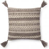 Loloi Cover Only and Zipper Closure Throw Pillow, 18 X 18, Dark Taupe