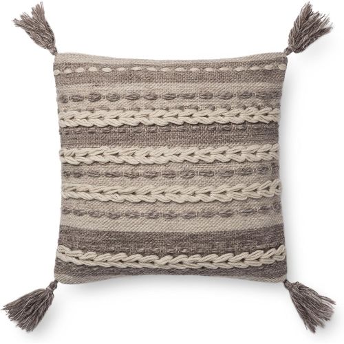  Loloi Cover Only and Zipper Closure Throw Pillow, 18 X 18, Dark Taupe