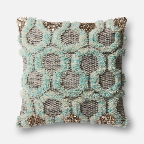  Loloi Pillow, Justina Blakeney Down Filled - TealGrey Pillow Cover, 22 x 22