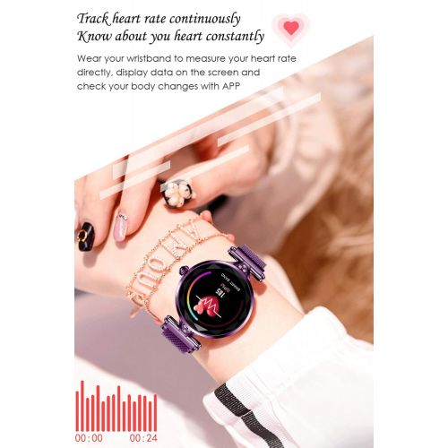  Loluka Fitness Tracker, Waterproof Stainless Steel Activity Tracker Bluetooth Heart Rate Monitor Blood Pressure Sleep Monitor Sport Smart Watch for Women