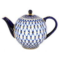 Lomonosov Russia Lomonosov Tulip neta Cobalto 3tazas de porcelana tetera 20oz/600ml by Lomonosov Rusia