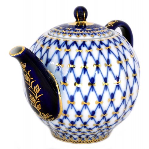  Lomonosov Russia Lomonosov Tulip neta Cobalto 3tazas de porcelana tetera 20oz/600ml by Lomonosov Rusia