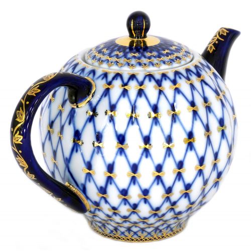  Lomonosov Russia Lomonosov Tulip neta Cobalto 3tazas de porcelana tetera 20oz/600ml by Lomonosov Rusia