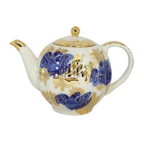  Lomonosov Russia Lomonosov Tetera de porcelana Tulip dorado Garden 3cups 20oz/600ml