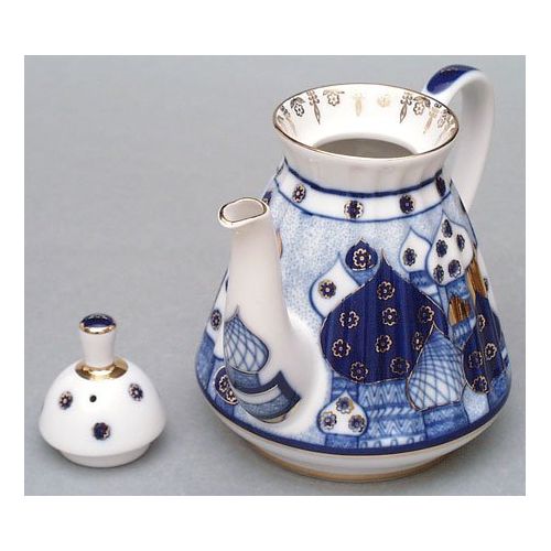  Lomonosov Russia Lomonosov Porcelain Tea Pot Orthodox Domes Church Bells 5 cups 25 oz/750 ml