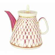 Lomonosov Russia Lomonosov Porcelain Teapot Red Net 17 oz/500 ml 2 cups