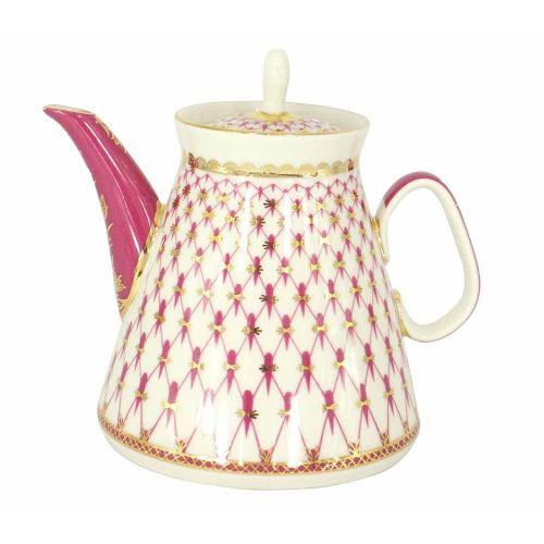  Lomonosov Russia Lomonosov Porcelain Teapot Red Net 17 oz/500 ml 2 cups