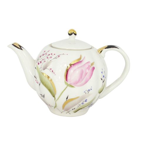  Lomonosov Russia Lomonosov Porcelain Tea Pot Tulip Pink Tulips 3 Cup 20 oz/600 ml