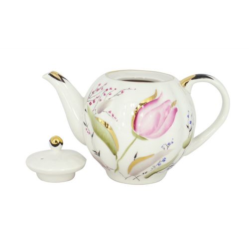  Lomonosov Russia Lomonosov Porcelain Tea Pot Tulip Pink Tulips 3 Cup 20 oz/600 ml