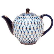 Lomonosov Russia Lomonosov Porcelain 10 Cups Large Tea Pot 68 oz/2000 ml Cobalt Net