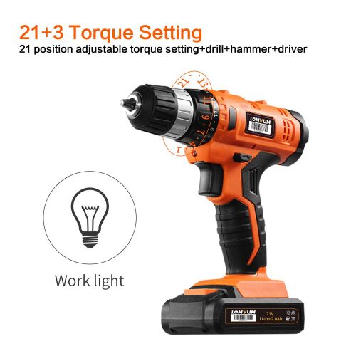  [아마존 핫딜]  [아마존핫딜]Lomvum Cordless Drill Driver LOMVUM 20V Power Drill with Lithium-ion Batterry, 1 Faster Charger, 2-Speed 3/8 Keyless Chuck, Magnetic Flexible Shaft,LED, Waist Bag, Compact Case, Extra 46p