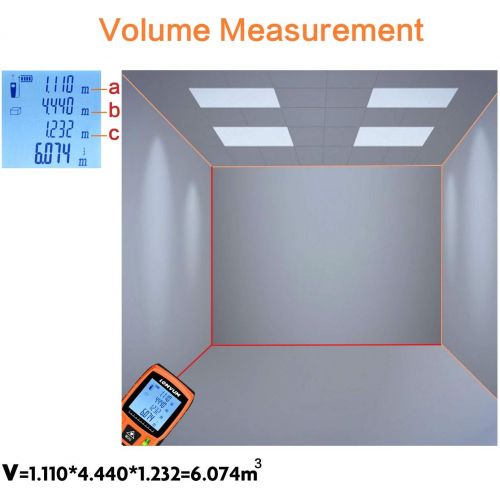  [아마존 핫딜] [아마존핫딜]Lomvum Laser Measure Mute Laser Distance Meter with 2 Bubble Levels, LCD Backlit Display and Measure Distance, Area and Volume, Pythagorean Mode Battery Included