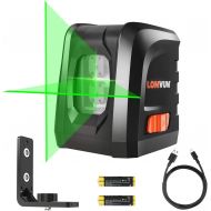 [아마존베스트]Lomvum Self-Leveling Laser Level 100FT Green Cross- Line Laser -visible in sunshine, DIY Line Laser with Free Batteries,Charging Cable, Bracket