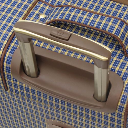  London Fog Kensington 25 Inch Expandable Spinner, Blue Tan Plaid