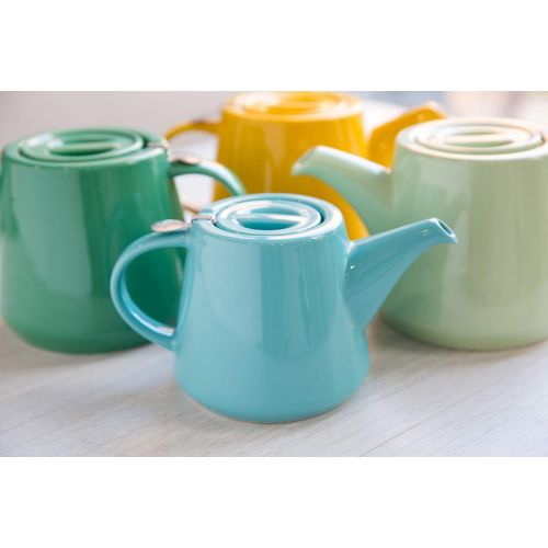  London Pottery Hi-T Infuser Teapot Set with Filter and Built-In Drip Tray, Stoneware, Peppermint, 4 Cup (1 Litre)