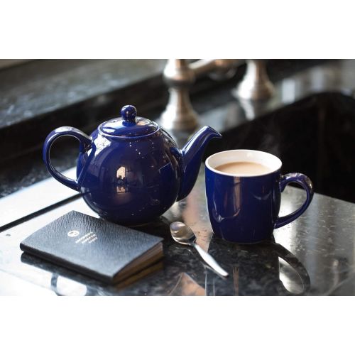  London Pottery Globe Large Teapot with Strainer, Ceramic, Cobalt Blue, 8 Cup (2.4 Litre)
