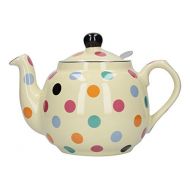 London Pottery Farmhouse Teapot, Ivory/multi-spot, 4 Cup, Closed Box