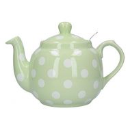 London Pottery Farmhouse Polka Dot Teapot with Infuser, Ceramic, Peppermint/White, 4 Cup (1 Litre)