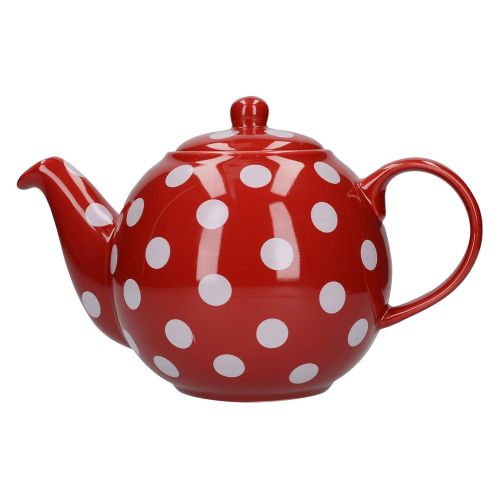  London Pottery Globe Teapot Red with White Spots 6 Cup