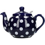 London Pottery Farmhouse Teekanne mit Teesieb gepunktet, keramik, Blau/Weiss gepunktet, 1.2 Litre