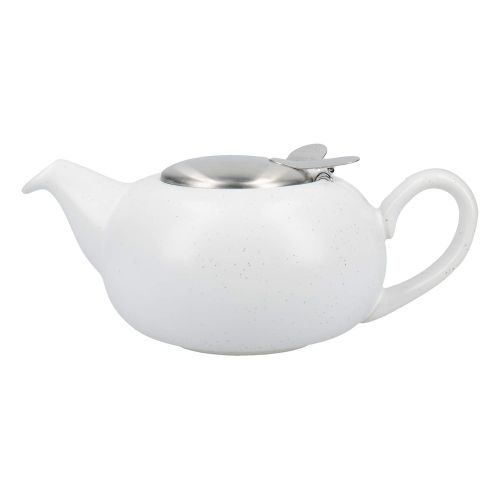  London Pottery Kleine Teekanne mit Teesieb fuer losen Tee, Steingut, Weiss, 2 Tassen (500 ml)