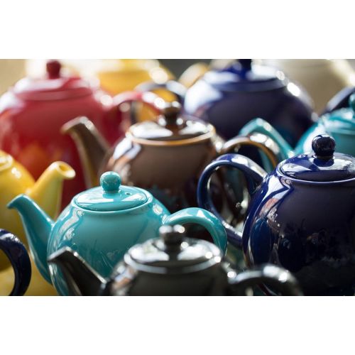  London Pottery Teekanne mit Sieb, Keramik, glanzend, Schwarz, fuer 4 Tassen (1 Liter)