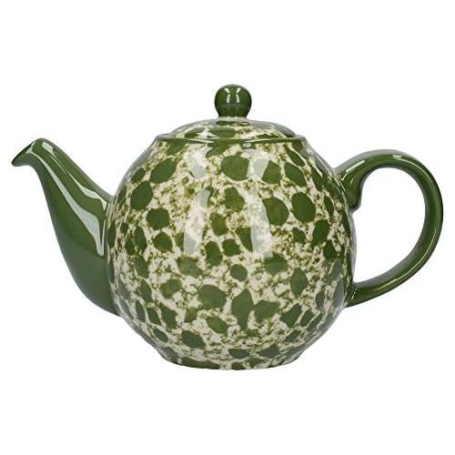  London Pottery Splash Globe Teekanne mit Sieb, Steingut, Gruen / Weiss, 2 Tassen (500 ml)