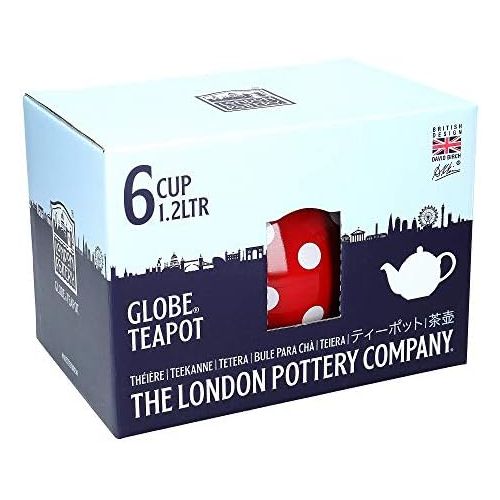  London Pottery Globe Teekanne fr 6 Tassen rot mit weien Punkten