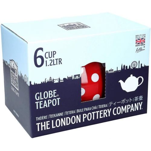  London Pottery Globe Teekanne fr 6 Tassen rot mit weien Punkten