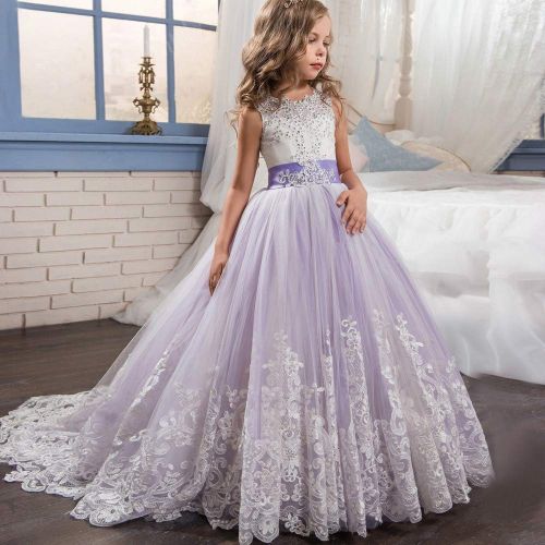  Londony ♥♥ Baby Teens Flower Girls Tutu Dress Princess Lace Dresses Formal Pageant Wedding Costume 5-13 Years