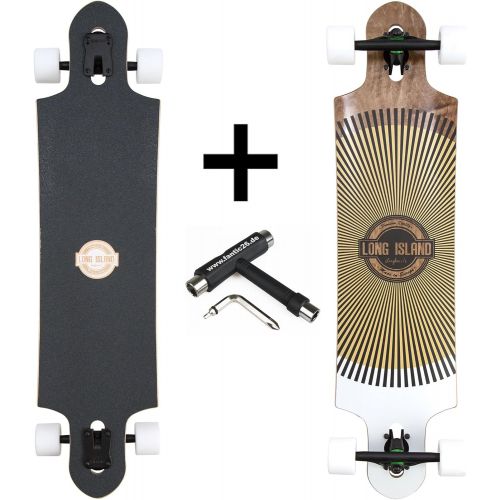  Long Island Longboard Bear Grizzley Achsen (Shine mit weissen Rollen + Skatetool)