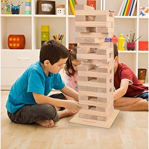  Long game Outdoor Giant Tumbling Tower Games for Kids and Adults Jumbo Wood Stacking Lawn Yard Game with Carry Bag and Board 7 x 2.4 x 1.2 inches