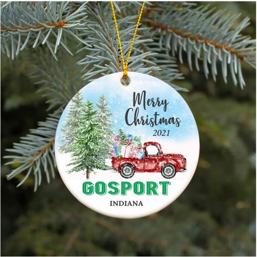  LongRelationship Christmas Ornament 2021 Gosport Indiana Ornaments Decoration Funny Gift Xmas Together First Christmas as a Family Couples Gifts Boyfriend Girlfriend 3 Flat Circle