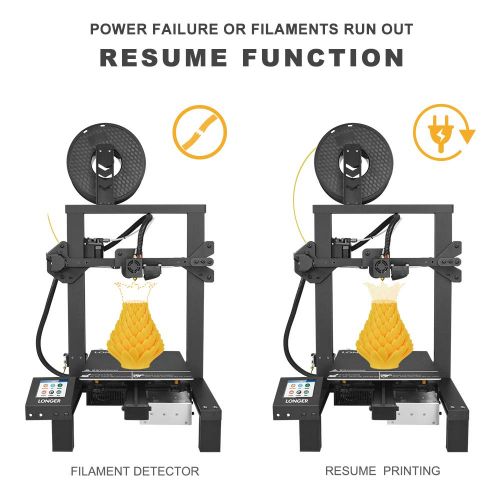  LONGER LK4 3D Printer 90% Pre-Assembled with 2.8 Full Color Touch Screen, Resume Printing, Filament Detector, Built-in Safety Power Supply 220x220x250mm