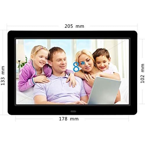  [아마존베스트]LONGSEA Digital Picture Frame Full HD 8 Inch 1280 x 720 IPS High Resolution Photo Music Video Player Electronic Album with Clock Calendar Auto On/Off Timer and Remote Control (Blac