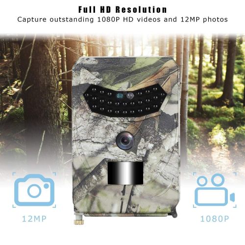  Longsonk Trail Camera, Game Hunting Camera 12MP 1080P HD with 26pcs 940nm No Glow Infrared Night Vision 120° Wide Angle IP66 Waterproof For Security MonitoringWildlife DetectionA