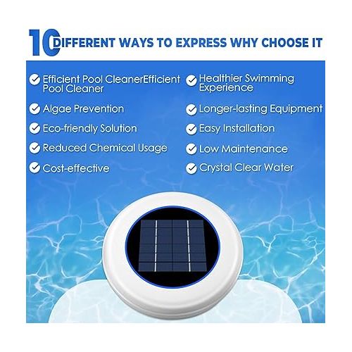  Solar Pool Ionizer Floating Water Cleaner and Purifier Keeps Water Clear, Chlorine Free and Eco-Friendly, Compatible with Fresh and Salt Water Pools