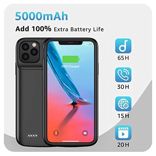  [아마존베스트]Lonlif Battery Case for iPhone 11 Pro Max, 5000mAh Ultra Slim Portable Charging Case Protective Charger Case, Rechargeable Extended Battery Pack for iPhone 11 Pro Max (6.5 inch) (B