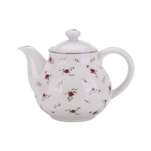  Lonovel Porcelain Teapots with Lids,Vintage Beautiful Rose Design Tea Pot Large Capacity for Afternoon Tea or Coffee,Home and Kitchen Pot Good Gifts,Beige