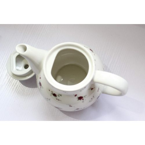  Lonovel Porcelain Teapots with Lids,Vintage Beautiful Rose Design Tea Pot Large Capacity for Afternoon Tea or Coffee,Home and Kitchen Pot Good Gifts,Beige