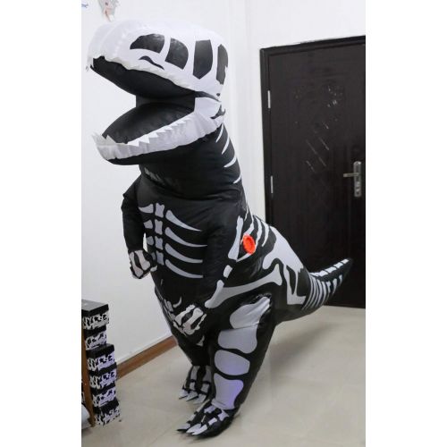  할로윈 용품Lontakids Inflatable Dinosaur Costume for Adult Teens, T-Rex Skeleton Dinosaur Blow Up Halloween Fancy Dress (Adult (height 53-62), Skeleton Dinosaur)