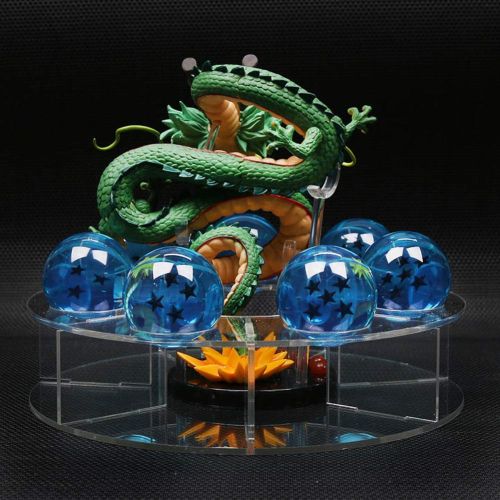  LooQin Dragon Ball Action Shenron Figure with Dragonballs Crystal Ball Set 3.5cm Dragon Ball with Shelf Desk Decoration