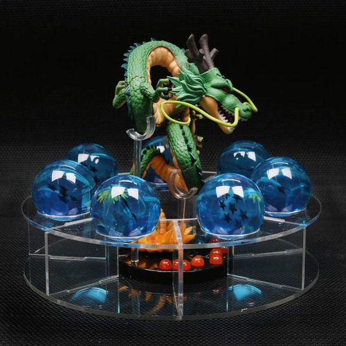  LooQin Dragon Ball Action Shenron Figure with Dragonballs Crystal Ball Set 3.5cm Dragon Ball with Shelf Desk Decoration