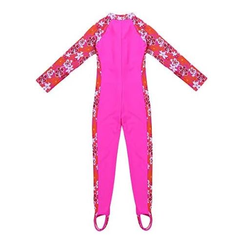  Loodgao Kids Boys Girls Full Wetsuit One Piece Rash Guard Swimsuit Floral Print Sun Protection Sunsuit Swimwear