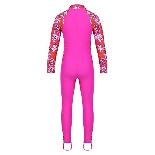  Loodgao Kids Boys Girls Full Wetsuit One Piece Rash Guard Swimsuit Floral Print Sun Protection Sunsuit Swimwear